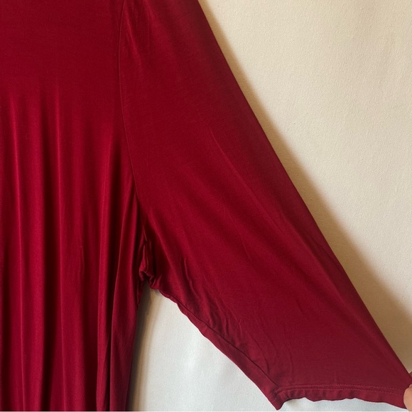 NorthStyle midi shirt dress 3X Red Keyhole 3/4 sleeves womens Pleated Side slit - Picture 6 of 8